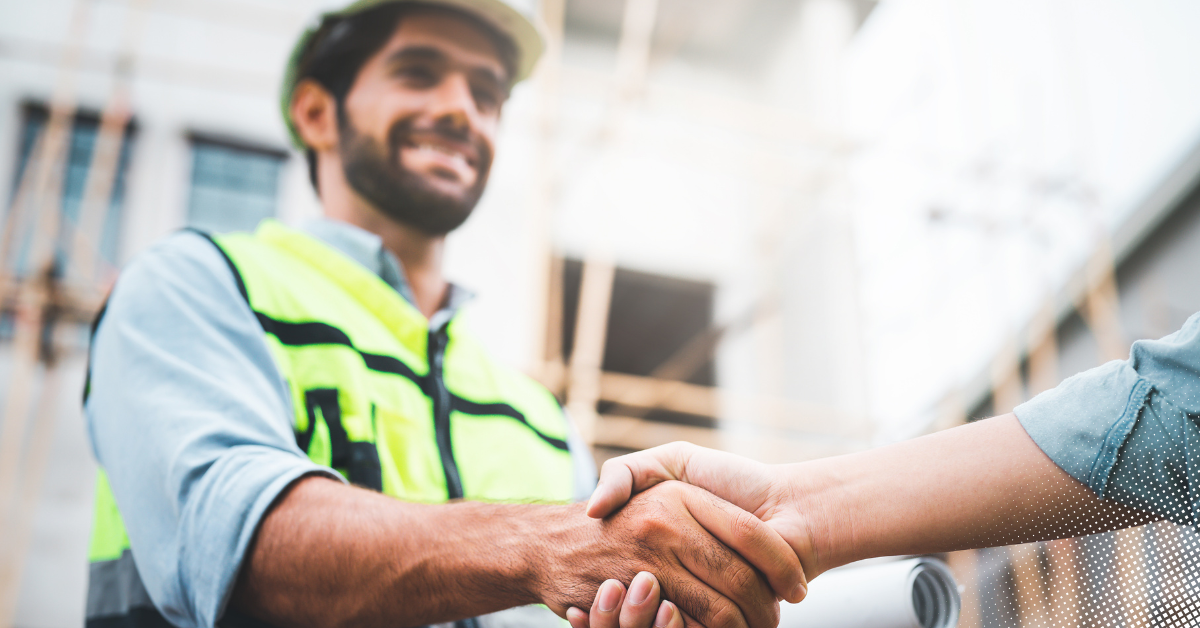 Engineer shaking hands